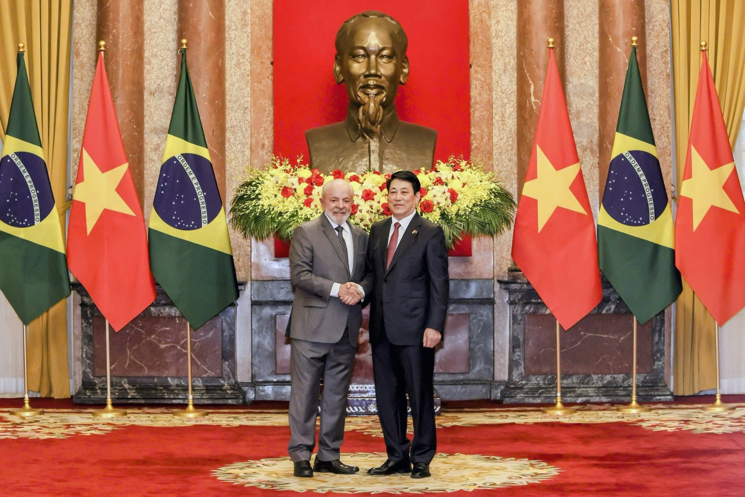 Chủ tịch nước Lương Cường và Tổng thống Lula da Silva - Ảnh: VGP/Nhật Bắc .