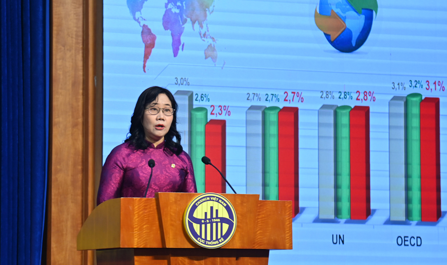Cục trưởng Cục Thống k&ecirc; Nguyễn Thị Hương cho biết, GDP 3 th&aacute;ng đầu năm nay ước t&iacute;nh tăng 6,93% so với c&ugrave;ng kỳ năm trước, đạt mức tăng cao nhất so với qu&yacute; I c&aacute;c năm trong giai đoạn 2020-2025.