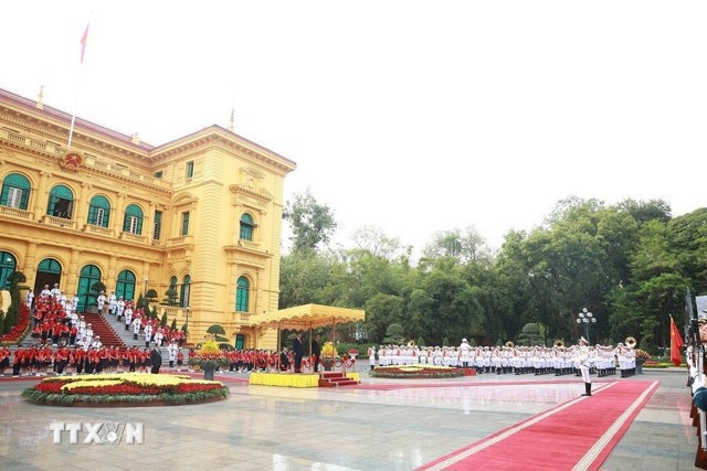 Lễ đón Tổng Bí thư, Chủ tịch nước Trung Quốc Tập Cận Bình thăm cấp Nhà nước tới Việt Nam. Ảnh: TTXVN.