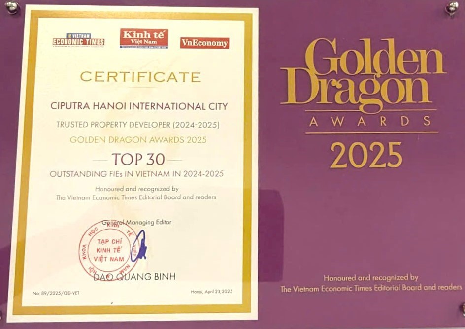 Khu đô thị Quốc tế Ciputra Hanoi nhận Giải thưởng Rồng Vàng 2025