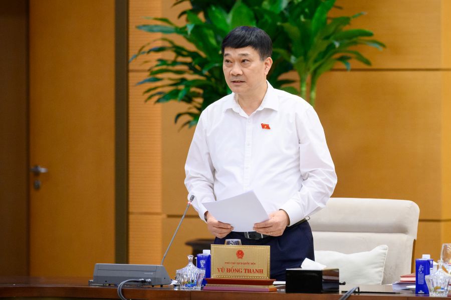 Phó Chủ tịch Quốc hội Vũ Hồng Thanh phát biểu kết luận phiên thảo luận