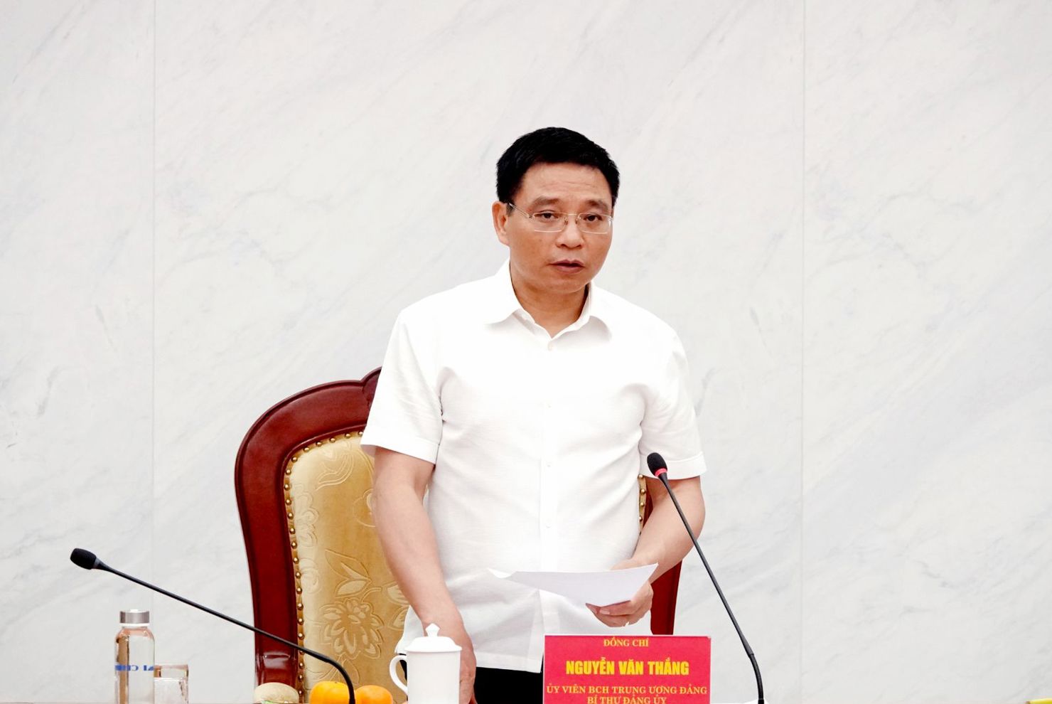 B&iacute; thư Đảng uỷ, Bộ trưởng Nguyễn Văn Thắng ph&aacute;t biểu tại Hội nghị.