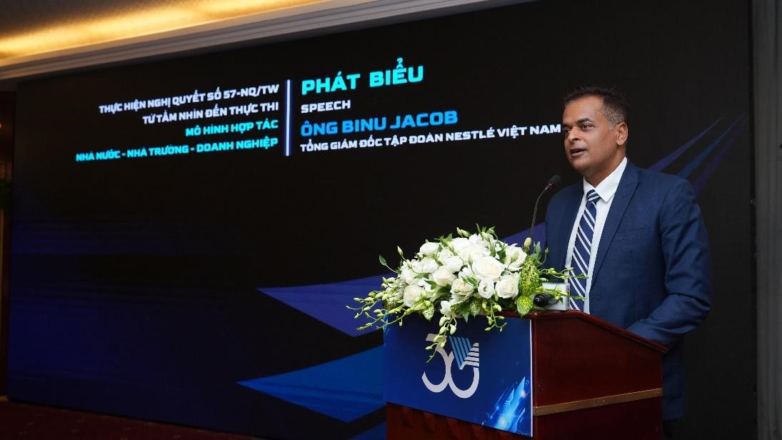 Ông Binu Jacob, Tổng giám đốc Nestlé Việt Nam khẳng định niềm tin tưởng vào sức mạnh của tuổi trẻ, đổi mới sáng tạo và chuyển đổi số