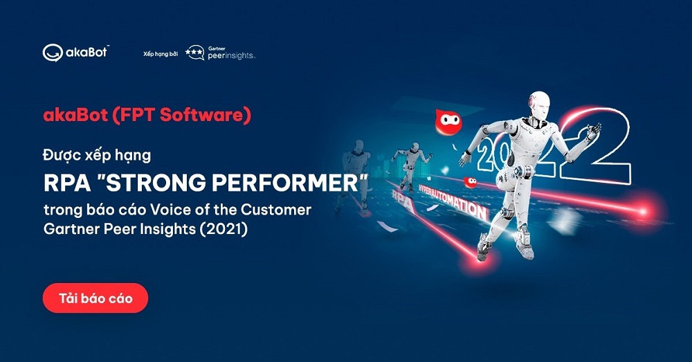 AkaBot - nền tảng IT Việt đầu tiên được vinh danh trong báo cáo xếp hạng toàn cầu Gartner Peer Insights 2021. Ảnh: Gartner
