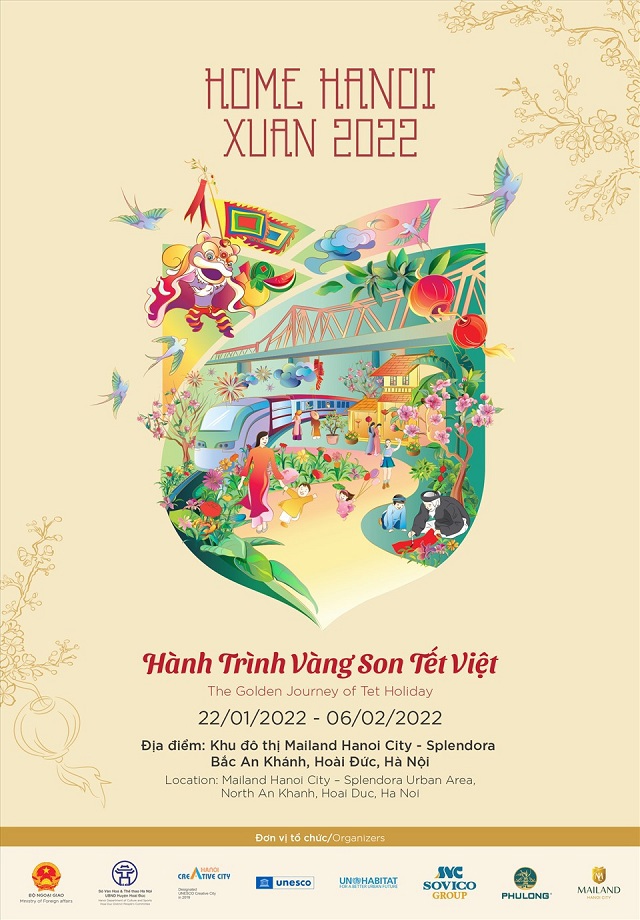 Đường hoa mang chủ đề Hành trình vàng son Tết Việt sẽ đưa du khách đi qua nhiều cung bậc cảm xúc tại mỗi chặng hành trình. Ảnh: Phú Long.