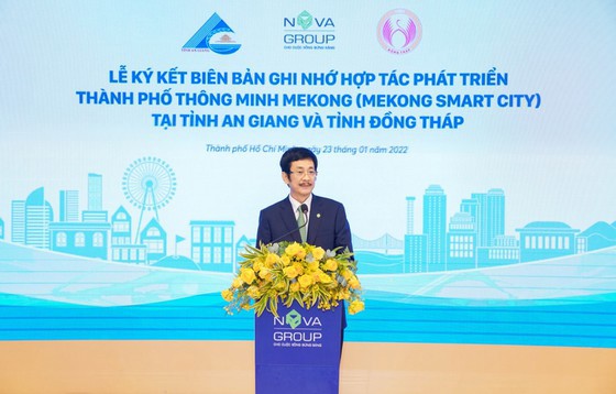 Ông Bùi Thành Nhơn - Chủ tịch HĐQT NovaGroup phát biểu tại sự kiện. Ảnh: NVL