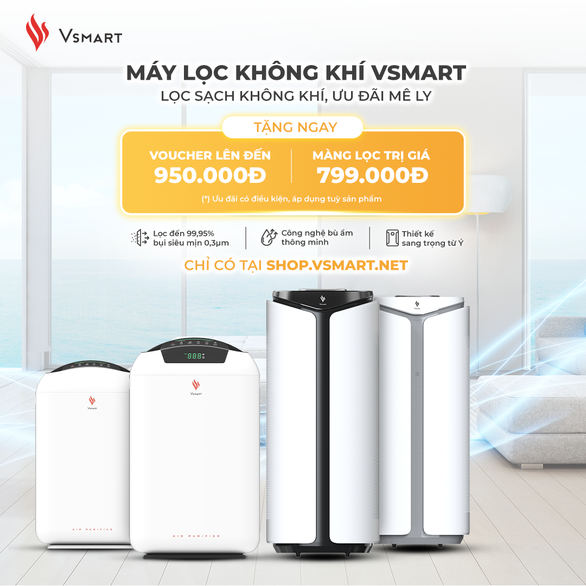 Máy lọc không khí Vsmart lần đầu công bố ra thị trường gồm 2 mẫu máy trung cấp (30LA5300, 35LA5400) và 2 mẫu cao cấp (45LD6600, 55LD8800). Ảnh Vingroup