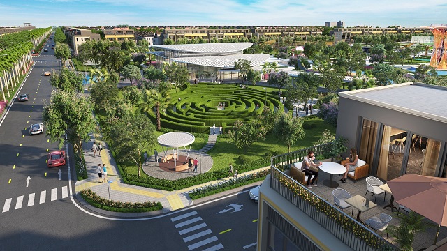 Phối cảnh shophouse Gem Sky World chuẩn bị b&agrave;n giao trong năm 2021. Ảnh: Đất Xanh