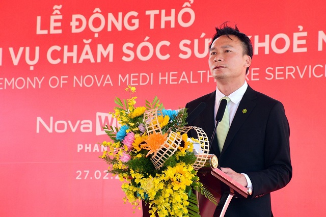 Ông Nguyễn Ngọc Huyên, Tổng Giám đốc Novaland phát biểu tại lễ động thổ. Ảnh: NVL.