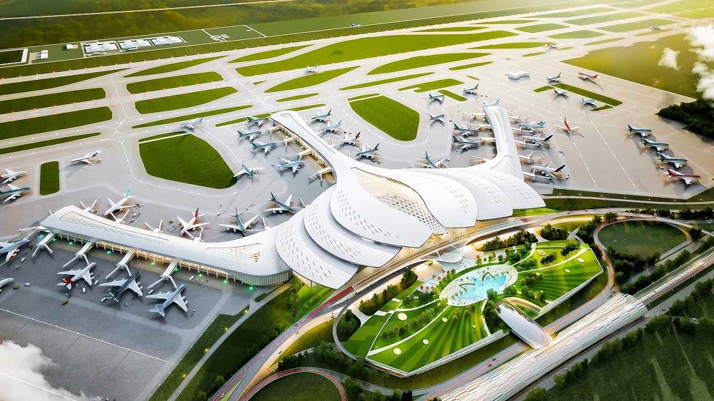 Với mức đầu tư khổng lồ, sân bay quốc tế Long Thành đang là cú hích tích cực cho thị trường Long Thành trong một năm đầy biến động và khó khăn. Ảnh Đất Xanh