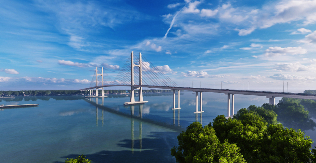 Phối cảnh cầu Rạch Miễu 2 khi hoàn thành. Ảnh: Ban quản lý dự án Mỹ Thuận