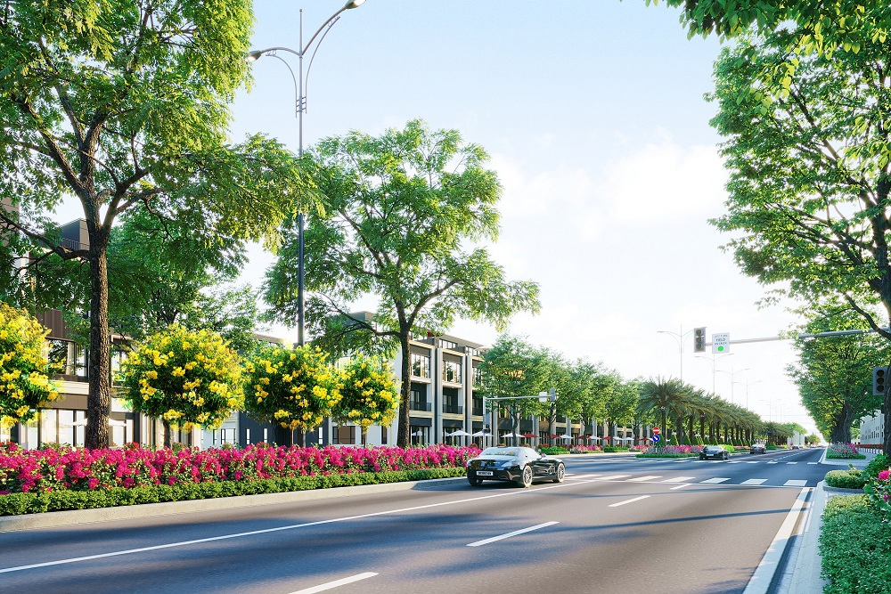 Đại lộ Goldsilk Boulevard dài 2km sẽ được khánh thành trong Quý II/2021. Ảnh: DXG