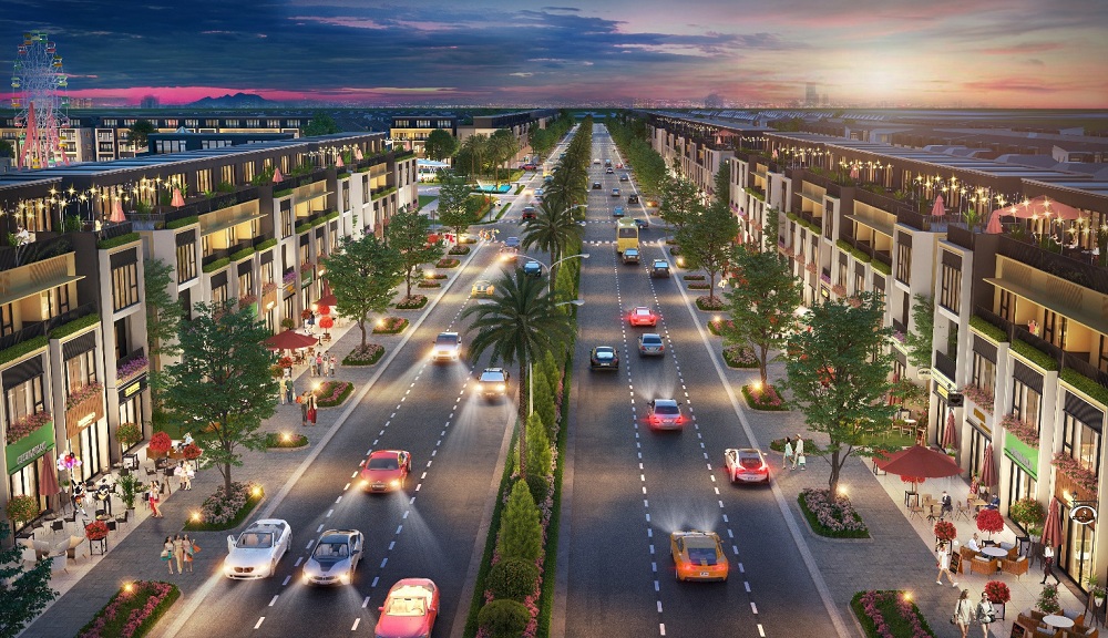 Shophouse thương mại nằm tr&ecirc;n trục đường giao th&ocirc;ng sầm uất. Ảnh: DXG