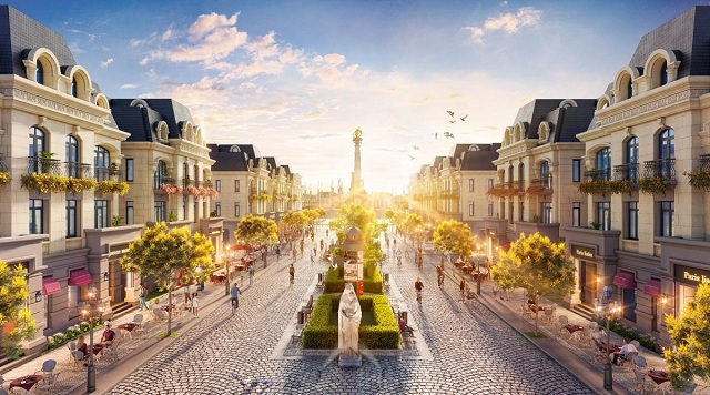 Được ví như “Paris thu nhỏ”, các công trình tại phân khu Sao Biển đều mang vẻ đẹp của kiến trúc tân cổ điển đặc trưng của nước Pháp. Ảnh: VHM.