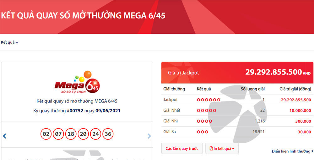 Một vé số trúng độc đắc Vietlott hơn 29 tỷ đồng. Ảnh: Vietlott