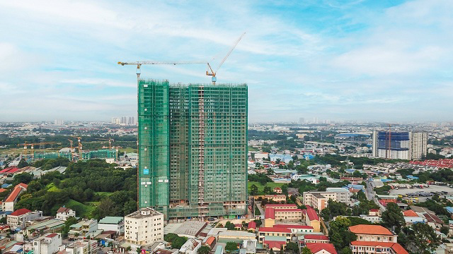 Toàn cảnh công trình dự án Opal Skyline tại TP. Thuận An, Bình Dương. Ảnh: DXG