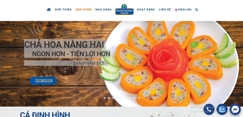 Website quảng bá sản phẩm của Công ty CP Thực phẩm Phạm Nghĩa được thiết kế bắt mắt, thu hút. Ảnh: Mỹ Thanh