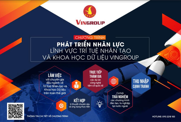 Chương trình Phát triển nhân lực lĩnh vực Trí tuệ nhân tạo và Khoa học dữ liệu Vingroup bắt đầu nhận hồ sơ ứng tuyển từ ngày 21/8/2020. Ảnh VIC