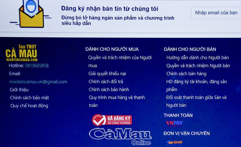 Có riêng chuyên mục dành cho người mua, người bán, nhằm truyền tải thông tin sản phẩm, chính sách bán hàng, trách nhiệm trong giao dịch… trên sàn thương mại điện tử madeincamau.com. Ảnh: Trần Nguyên