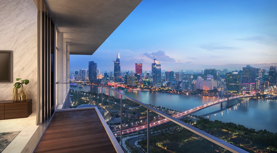 The Crest Residence, giai đoạn 2 của dự án The Metropole Thủ Thiêm được phát triển bởi SonKim Land view sang Quận 1. Ảnh SKL
