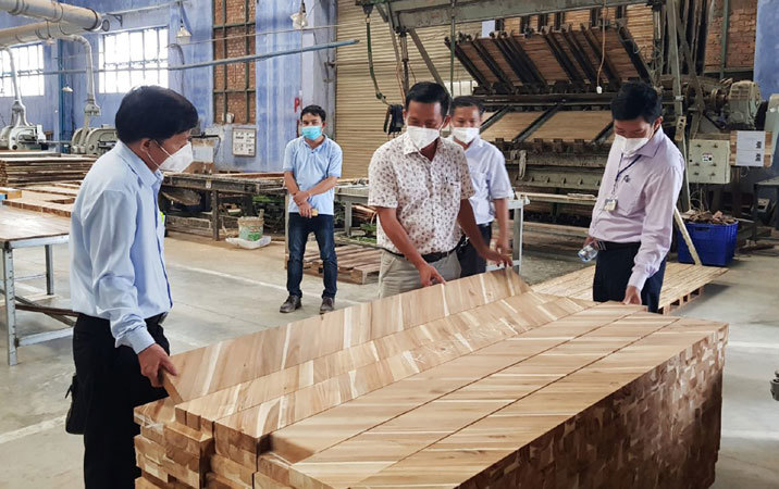 Đoàn làm việc của UBND tỉnh Phú Yên tìm hiểu khó khăn, đề xuất của doanh nghiệp bị ảnh hưởng bởi dịch bệnh COVID-19.Ảnh: Ngô Xuân