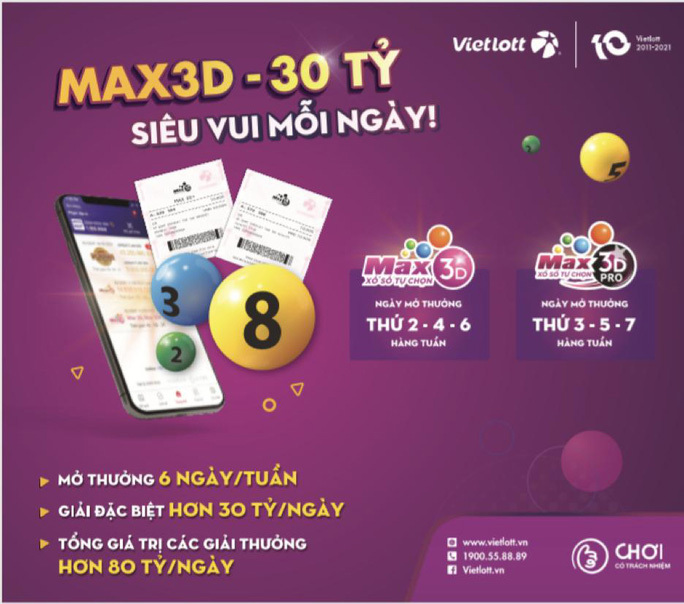Xổ số Max 3D Pro chính thức mở thưởng từ ngày 13/9. Ảnh: Vietlott
