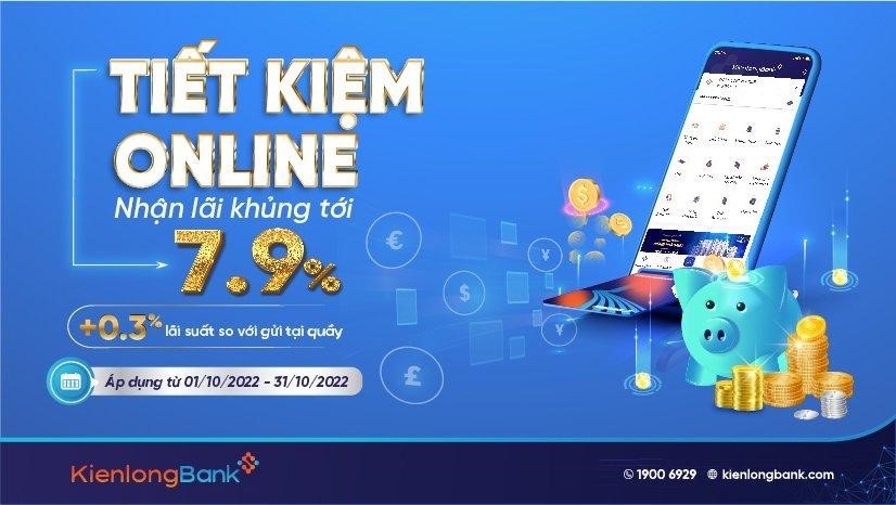 Chỉ duy nhất trong tháng 10, gửi tiết kiệm tại KienlongBank khách hàng được hưởng lãi suất ưu đãi đến 7,9%. Ảnh: KSB