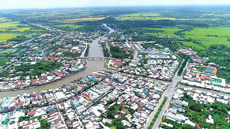Một góc đô thị thị xã Long Mỹ. Ảnh: Mộng Toàn