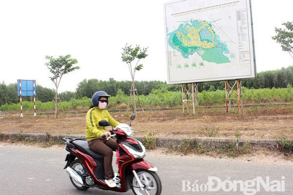 Một dự án khu đô thị ở xã Phước An (H.Nhơn Trạch) hơn 15 năm còn ngổn ngang, mới xây dựng vài căn nhà mẫu dở dang. Ảnh: H.Giang