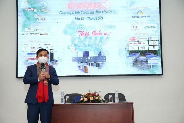 &Ocirc;ng Nguyễn Thanh Quyền &ndash; Ceo Tập đo&agrave;n Thắng Lợi ph&aacute;t biểu tại buổi họp b&aacute;o. Ảnh: TL.