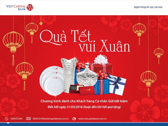 VietCapital Bank dành hàng nghìn quà tặng khách hàng dịp Tết.