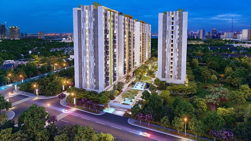Phối cảnh Khu căn hộ cao cấp Him Lam Phú An, Quận 9, TP. Hồ Chí Minh. Hình minh họa