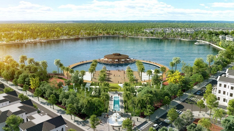 Vinhomes Riverside – The Harmony sở hữu 12,4ha hồ điều hòa cùng 10,5ha cây xanh. Ảnh VGR