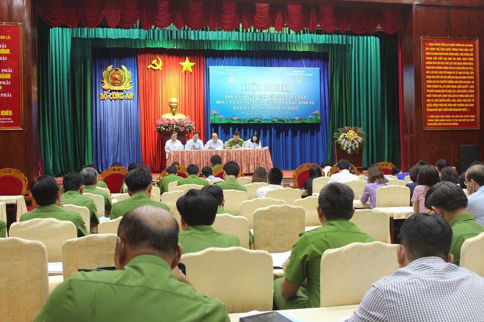 Toàn cảnh hội nghị phổ biến nội dung Nghị định số 23/2018/NĐ-CP về bảo hiểm cháy, nổ bắt buộc tại TP. Hồ Chí Minh. Ảnh Vũ Lê