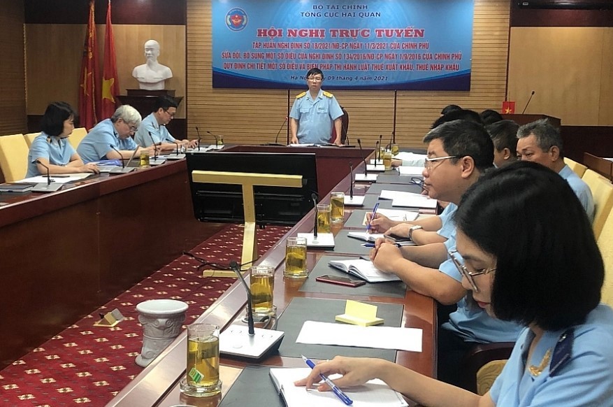 Toàn cảnh Hội nghị trực tuyến tập huấn Nghị định 18/2021/NĐ-CP do Tổng cục Hải quan tổ chức