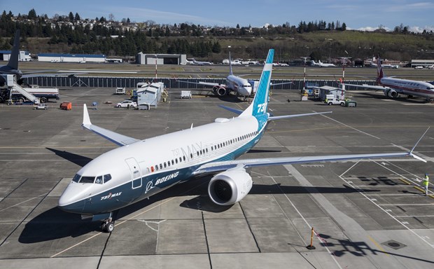 Máy bay 737 MAX 7 trưng bày tại nhà máy của Boeing ở Mỹ. Ảnh: AFP