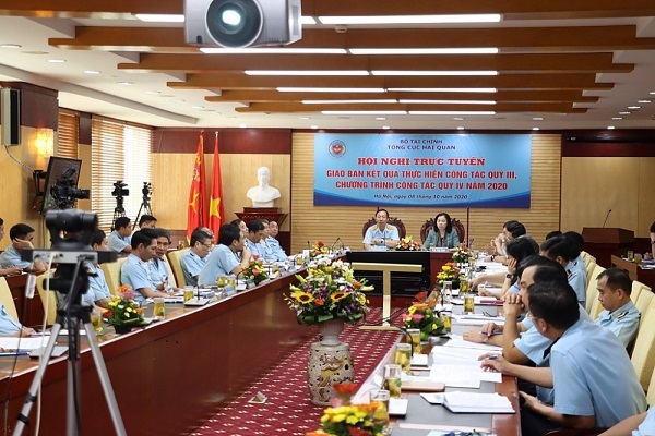 Toàn cảnh Hội nghị trực tuyến giao ban kết quả công tác quý III, chương trình công tác quý IV/2020 của Tổng cục Hải quan