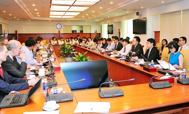 Toàn cảnh lễ khởi động dự án “Tư vấn quản lý triển khai Chương trình Basel II và Xây dựng mô hình lượng hóa rủi ro tín dụng ngày 06/07/2016 tại Vietcombank