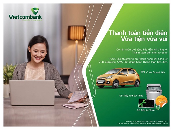 Vietcombank triển khai chương trình khuyến mại “Thanh toán tiền điện – Vừa tiện vừa vui”