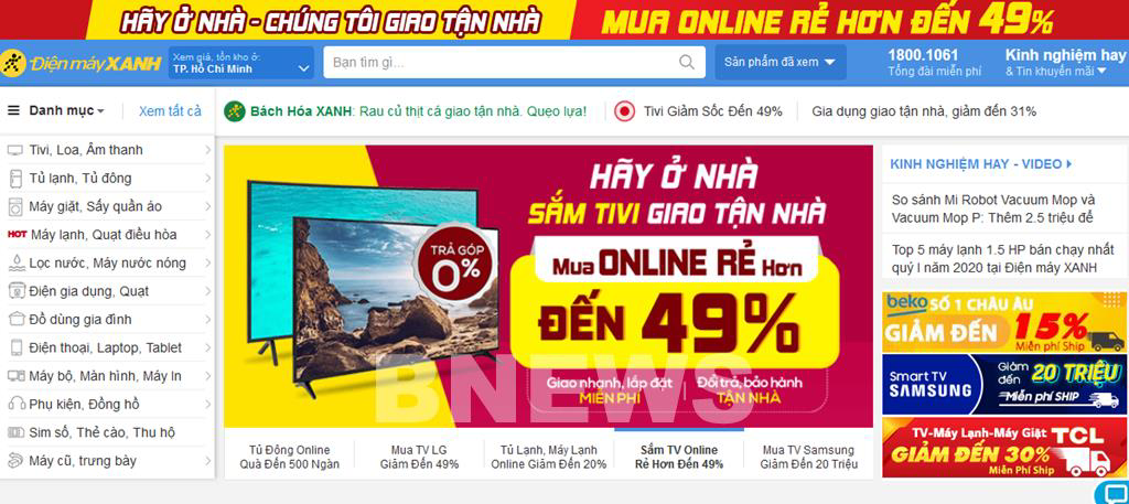 Siêu thị điện máy giảm giá sâu, kích cầu mua sắm online.