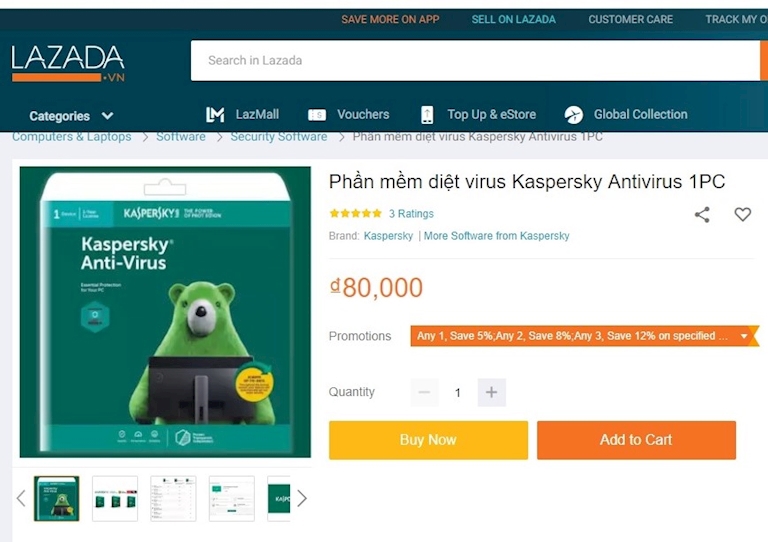 Phần mềm bảo mật Kaspersky giá rẻ giảm 40%.