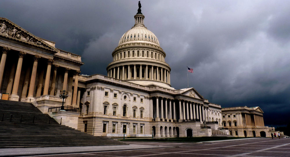 Quang cảnh bên ngoài tòa nhà Quốc hội Mỹ tại Washington DC.