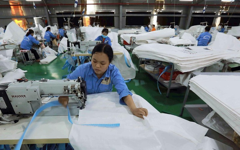 Sản xuất các loại bao bì tại Công ty cổ phần Bao bì Sông La Xanh (Cụm công nghiệp Đức Thọ, tỉnh Hà Tĩnh). Ảnh: Vũ Sinh