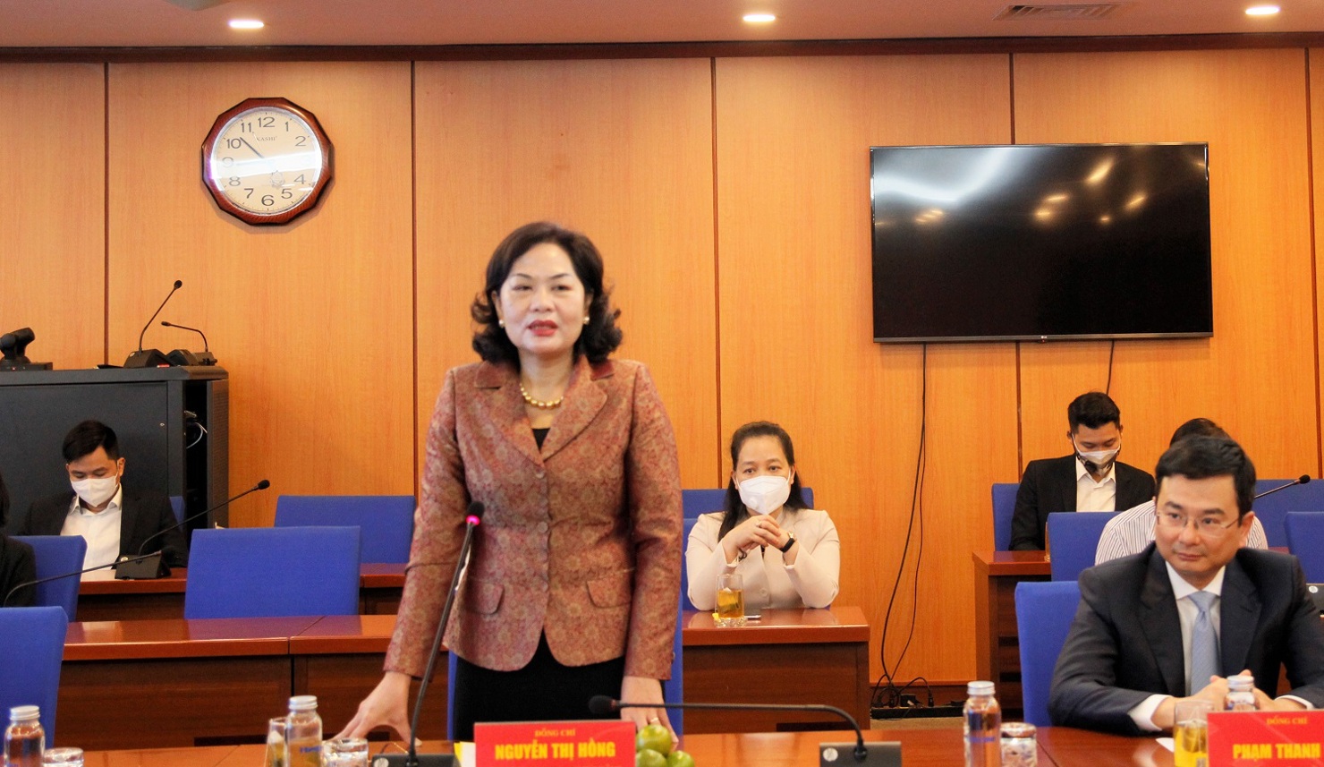Thống đốc Ngân hàng Nhà nước Việt Nam NguyễnThị Hồng phát biểu tại Lễ ký.