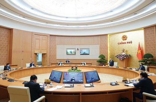 Toàn cảnh Hội nghị trực tuyến của Chính phủ với các địa phương ứng phó với dịch Covid-19. Nguồn: VGP.