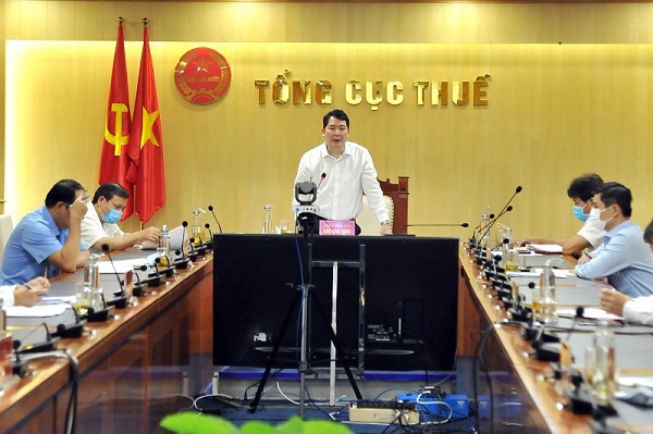 Tổng cục Trưởng Tổng cục Thuế Cao Anh Tuấn phát biểu chỉ đạo tại Hội nghị.