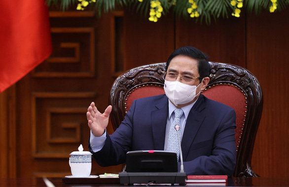 Thủ tướng Chính phủ Phạm Minh Chính  chủ trì hội nghị trực tuyến về công tác phòng chống Covid-19 chiều ngày 21/6. Nguồn: TTXVN