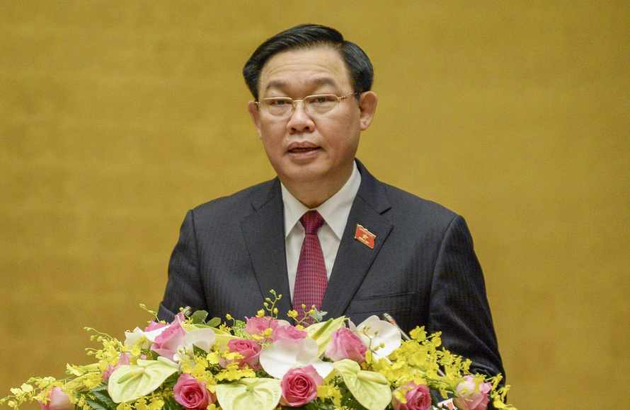 Chủ tịch Quốc hội Vương Đình Huệ hhát biểu tại Hội nghị. Nguồn: quochoi.vn