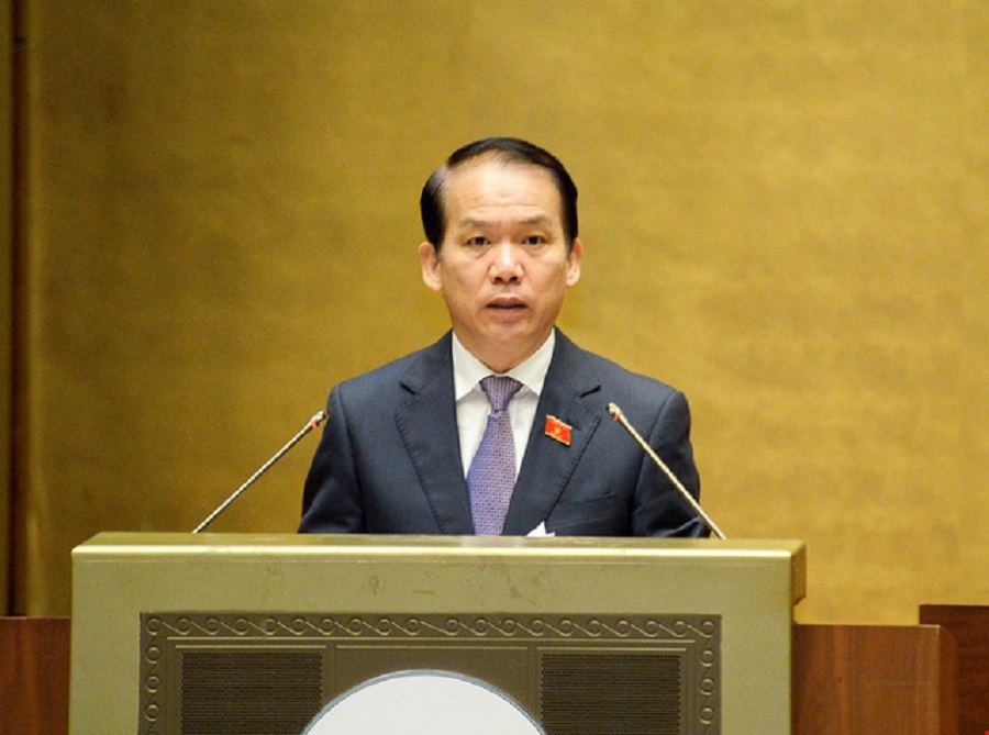 Chủ nhiệm Ủy ban Pháp luật của Quốc hội Hoàng Thanh Tùng trình bày Báo cáo thẩm tra về cơ cấu tổ chức của Chính phủ nhiệm kỳ 2021-2026.