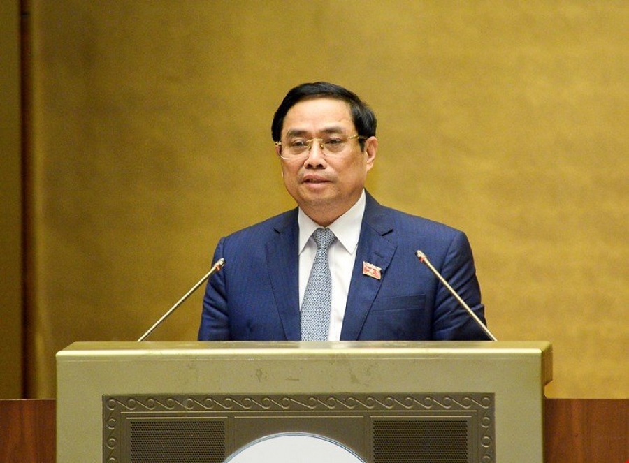 Thủ tướng Chính phủ Phạm Minh Chính trình bày Tờ trình về cơ cấu tổ chức của Chính phủ nhiệm kỳ Quốc hội Khóa XV.